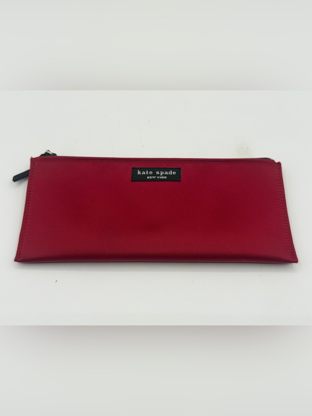 Kate Spade Red Canvas Top Zip - Cosmetic Bag Pouch Clutch